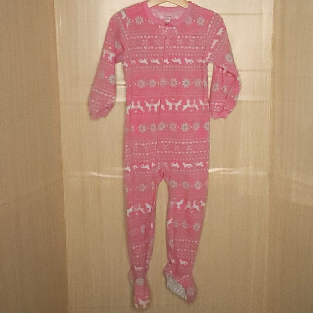 Carter's Toddler Girls Pink Fox Fleece Footie Pajamas 3T